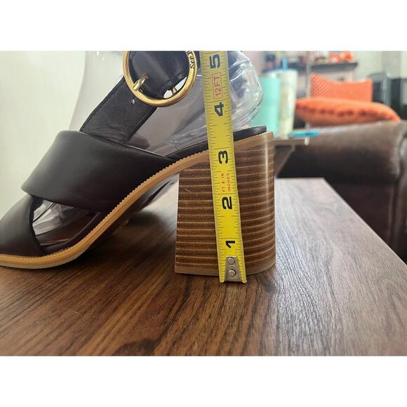 See By Chloe NWOB EU38/US7 Leather Chunky Heel Lyna Slingback Sandal Burgundy - Picture 8 of 10